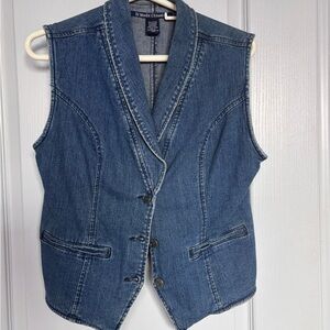 Denim Vest with Button Closure